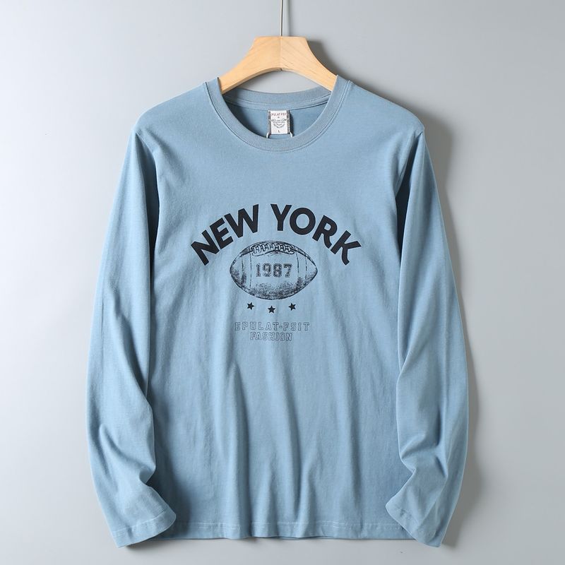 Original Export Surplus Cotton Brushed Digital Print Autumn/Winter Soft Round Neck Casual Long-Sleeve T-Shirt Base Shirt for Men