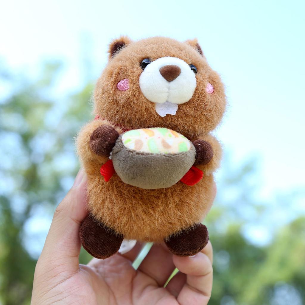 Bowl Groundhog Pendant Keychain Doll Accessories Plush Toys Girls Gifts Backpack Pendant Dolls