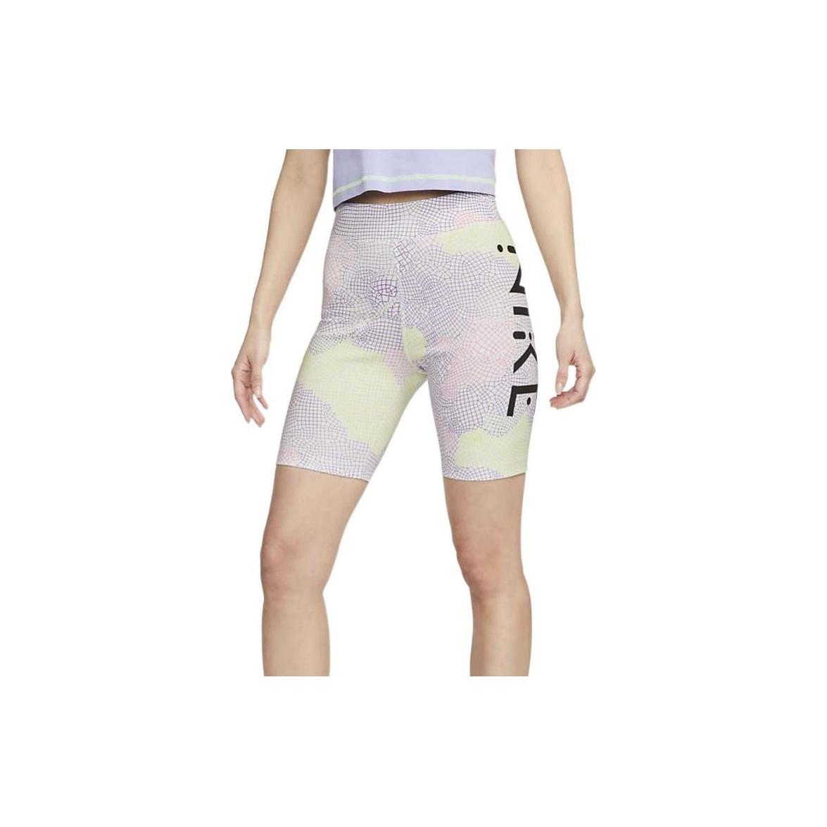 (WMNS) Nike x Serena Williams Design Crew High-waisted Printed Biker Shorts (Asia Sizing) Purple Yellow Women s DV8081-702 S