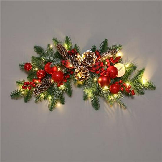 50CM Christmas Wreath & 2.7M Garland Set - Festive Door & Wall Decor
