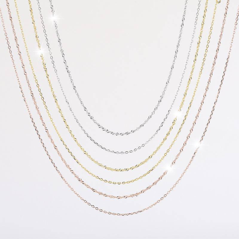 S925 Silver Cross & Star Necklace with Water Wave, Box, Snake, and Bone Chains, Featuring an Extended Tail Chain