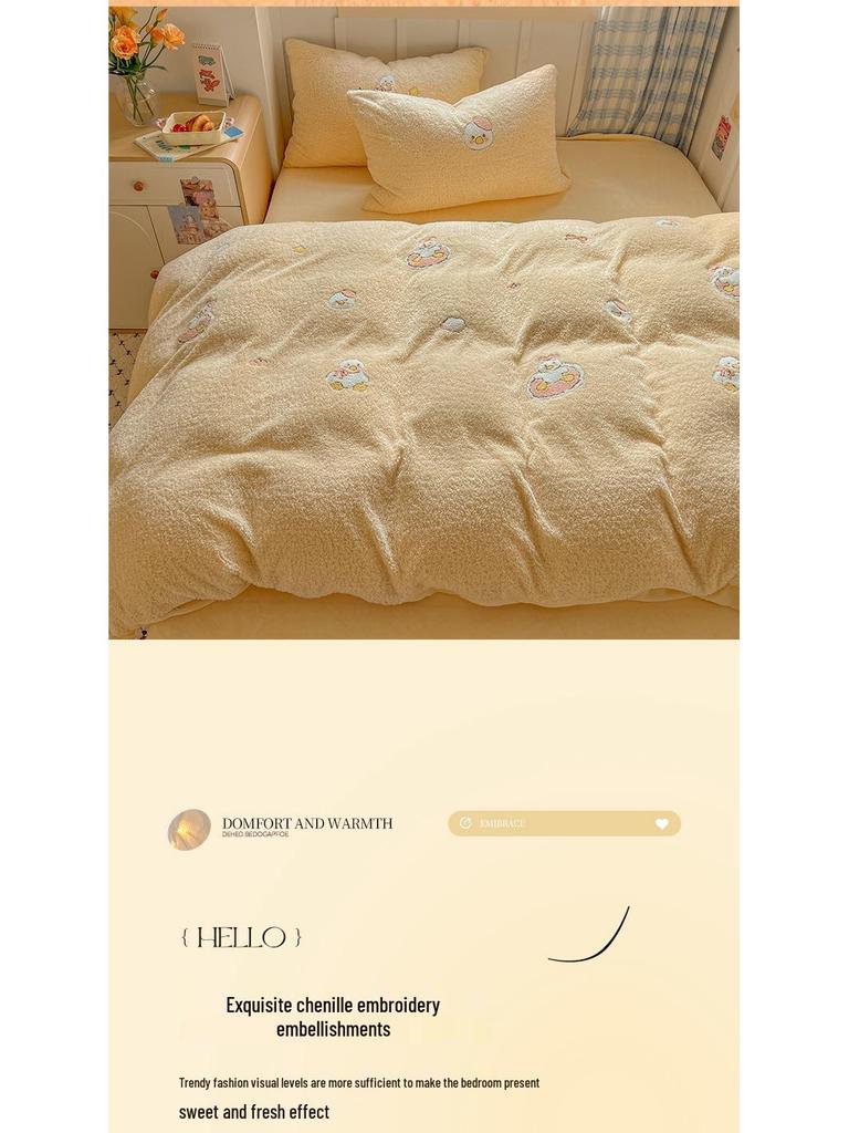 Winter Plush Velvet Bedding Set: Flannel Fleece Sheets & Teddy Duvet Cover