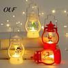 LED Warm Light Lamp Christmas Lantern Night Light, Retro Santa/Snowman/Tree Handheld Oil with Decorative Holiday LED, Cute Tabletop Decor, Xmas