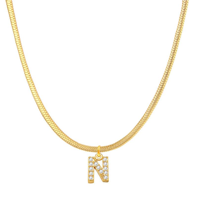 Letter Pendant Necklace in Wind Snake Bone Clavicle Chain Titanium Steel Necklace Zircon Pendant Necklace