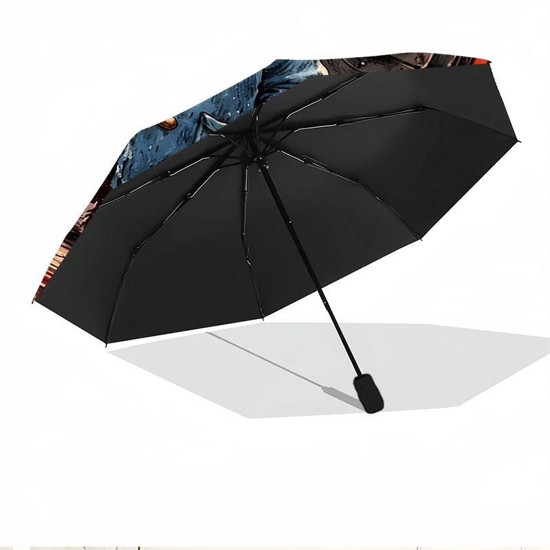 Paddington Bear Print Automatic Open Close Umbrella, Portable Foldable Umbrella, for Outdoor Commute Camping Trip, Ideal Birthday Gift