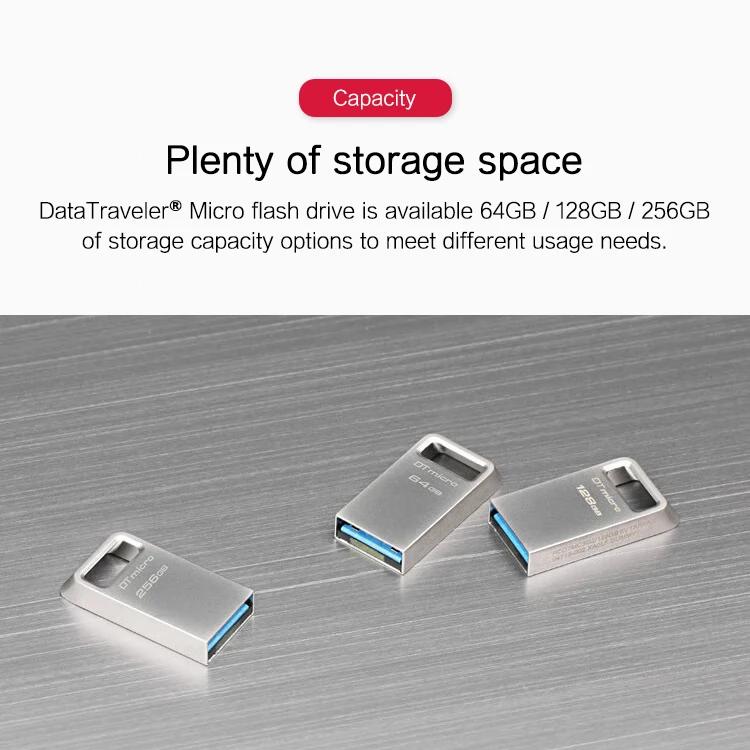 Kingston 128G Mini Metal Pen Drive USB3.2 Memory Stick 64GB/128GB/256GB DTMC3G2 USB Flash Drive 200Mb/s Car U Disk Silver Pendrive Ultra-Small Premium