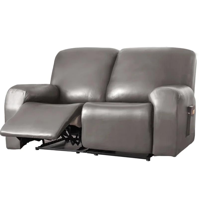 1/2 Seat Waterproof Recliner Armchair Cover Pu Leather Recliner Cover Elastic Relax Single Sofa Slipcovers For Living Room Decor