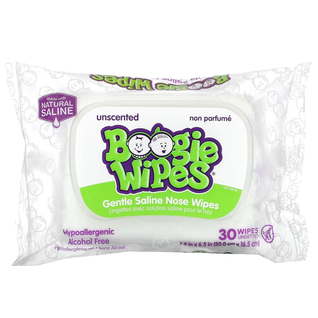 Boogie Wipes, Mild Saline Nasal Tissues, Unscented, 30 Sheets