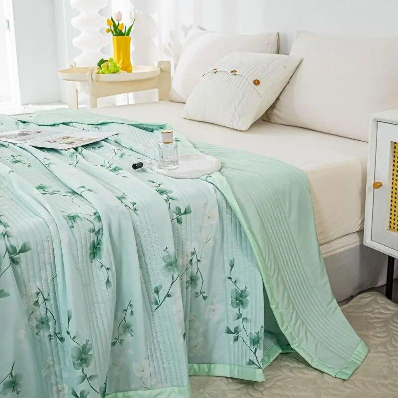 Air Condition Thin Blanket Summer Quilt Cover Cool Summer Cotton Quilt King Size Lace Free Shipping Down Blue Bedding Set Washed