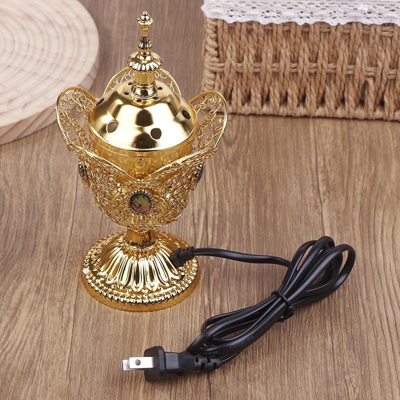 Metal İç Mekan Brülörü Orta Doğu Kilisesi Elektrikli Buhurdanlık Metal Brülör Vintage Sandal Ağacı Brülörü (AB Fişi)