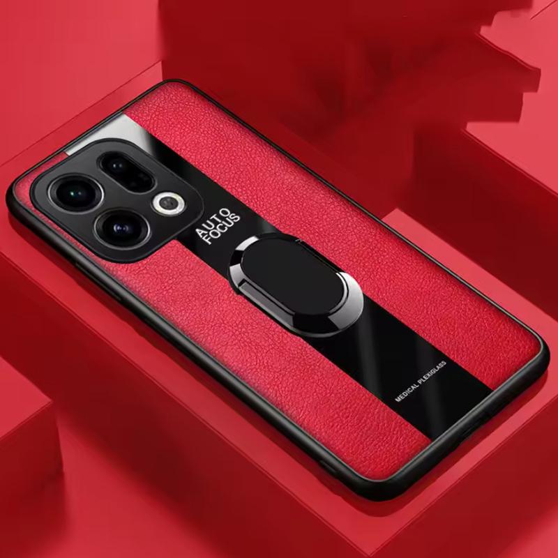 Plexiglas PU-Leder Handyhülle Für OPPO Find X9 Pro Magnetischer Metallring Ständer Halter Stoßfest Weiche Hülle Für OPPO Find X9Pro