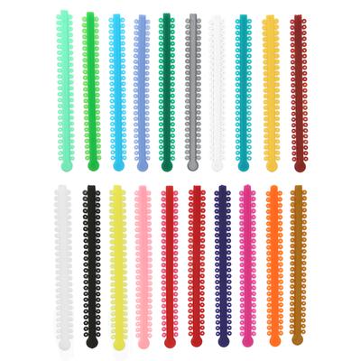 20 Strips Ortodontisk Ligature Tie PU Elastisk Flerfarge Ortodontisk Ligature Ring Tilbehør