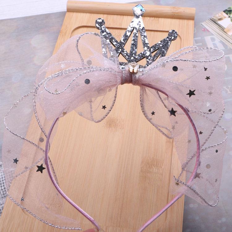 Sommer Prinzessin Krone Strass Schleife Stirnband für Mädchen – Koreanischer Stil Haarschmuck