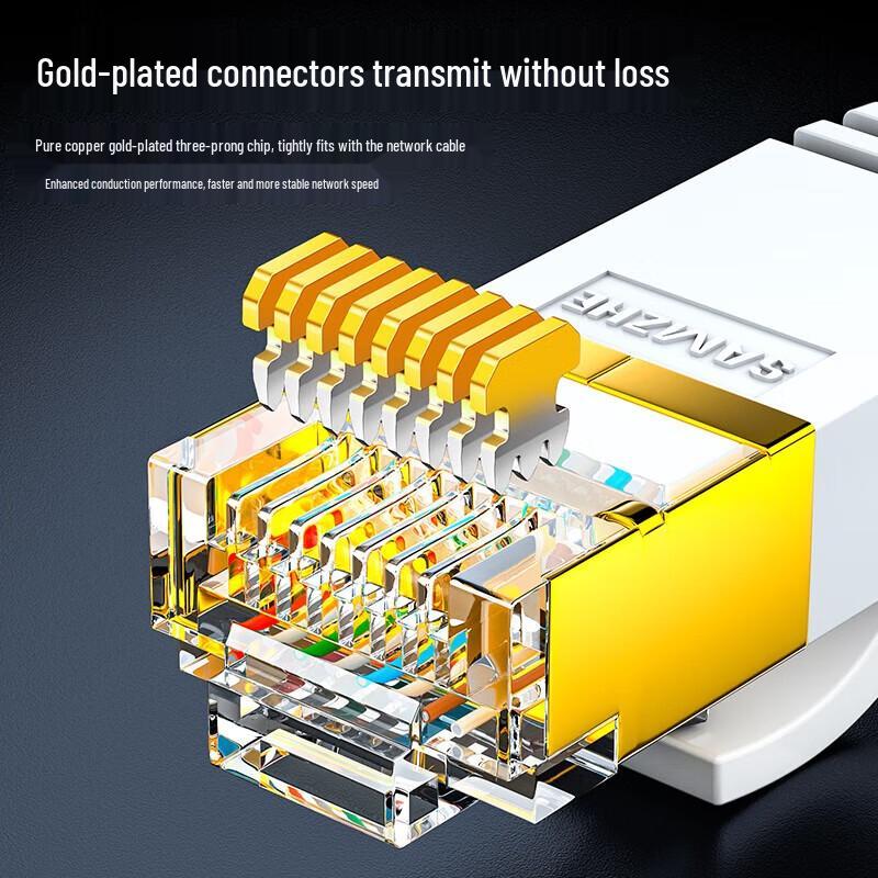 SAMZHE CAT7 Flat Gold-Plated Ethernet Patch Cable