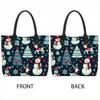  Christmas Snowman Print Casual Tote Bag Fashion Large Capacity Shoulder Handbag for Daily Use