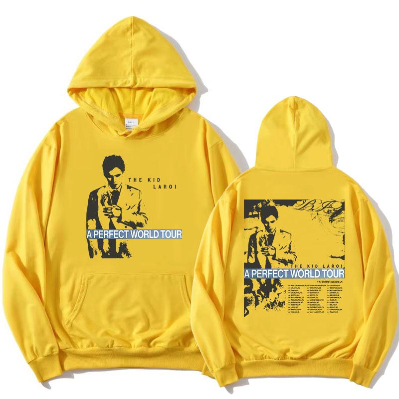 

THE KID LAROI A PERFECT WORLD TOUR 2026 Hoodies Fleece Long Sleeve Female Hooded Sweatshirt Unisex Streetwear Design Print Hoody XXXL жовтий