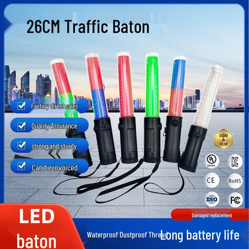 Rechargeable LED Traffic Warning Glow Stick 26CM - Multifunctional Baton In Stock Iron Hook (not included, purchase separately)