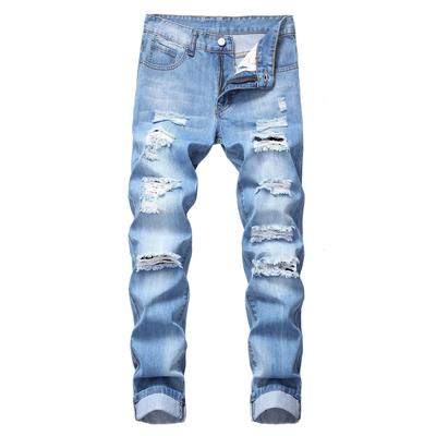 Herren Jeans gerade Slim Fit zerrissene Jeans Kleidung Verkauf