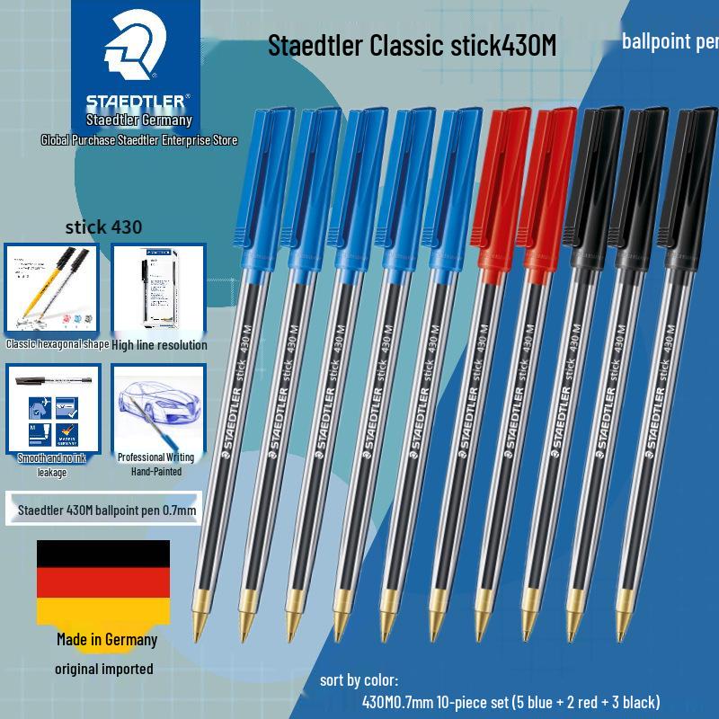 German Warrior Armor Ballpoint Pen - Classic Stick 430, 0.5/0.7mm, Red/Blue/Black Ink