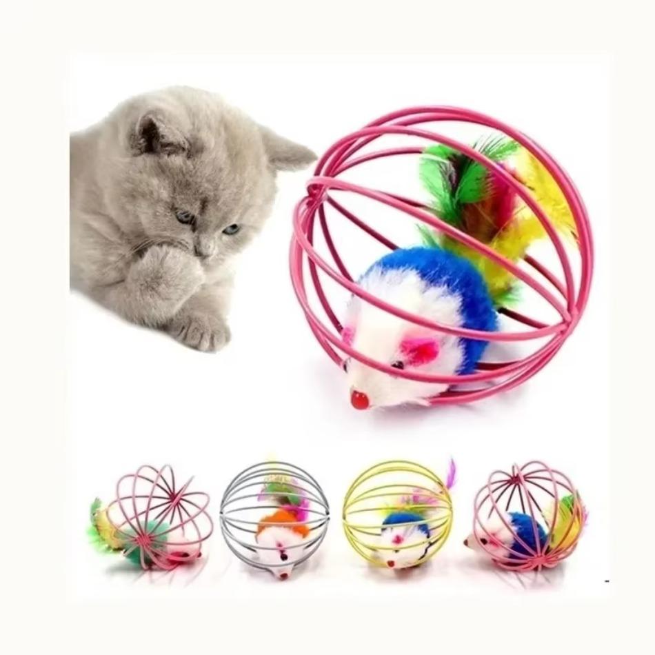 1 Pcs Cat Dog Pet Novelty Toy Pet Supplies Interactive Cat Toy Mouse Toy Funny Caged Mouse Pet Toy Rat Ball Random Color