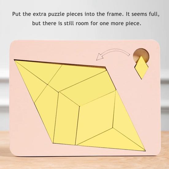 1/5Pcs Wooden Block Puzzle Challenge Game Disappearing Triangle Rectangle Rhombus Parallelogram Jigsaw Puzzle Game Educational Puzzle Toy