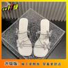 Transparent temperament cool slippers women's 2025 summer new beautiful with skirt high heel bow rhinestone fairy sandals