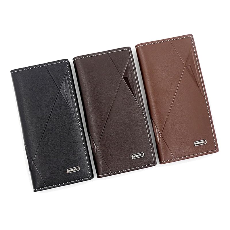 

RS SHOP wallet men s long wallet thin Thin PU leather lightweight business wallet (light brown)