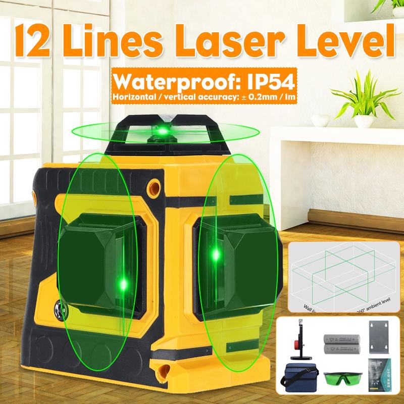 

3D 12 Lines Green Cross Line Laser Level 360 Degree Rotation Auto Leveling Horizontal Vertical Laser Beam 532nm