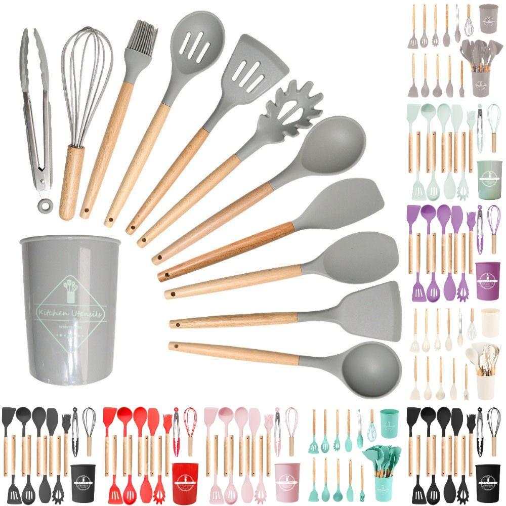 12Pcs /set Non-Stick Design Silicone Spatula Set Non-Stick Spatula Set  Kitchen Use