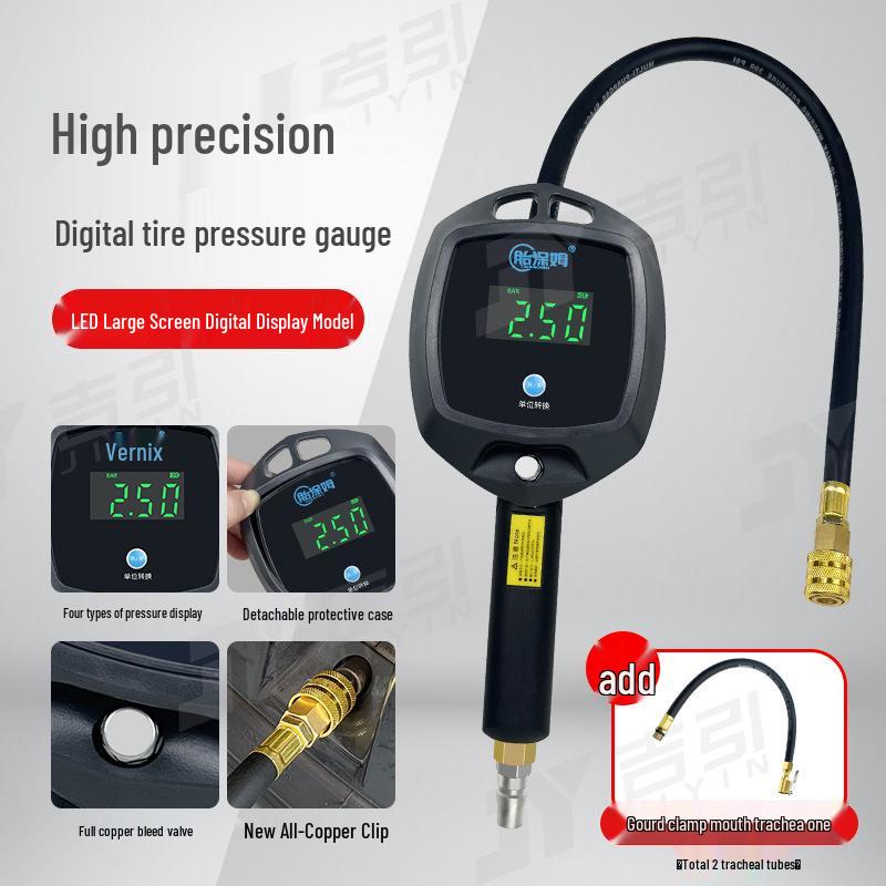 Digital Tire Pressure Gauge with Large Display and Inflator