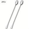 New 2PCS Stainless Steel Iced Tea Spoons Long Handle Stirring Spoons Cocktail Mixing Spoons for Home Kitchen Coffee Bar Tools