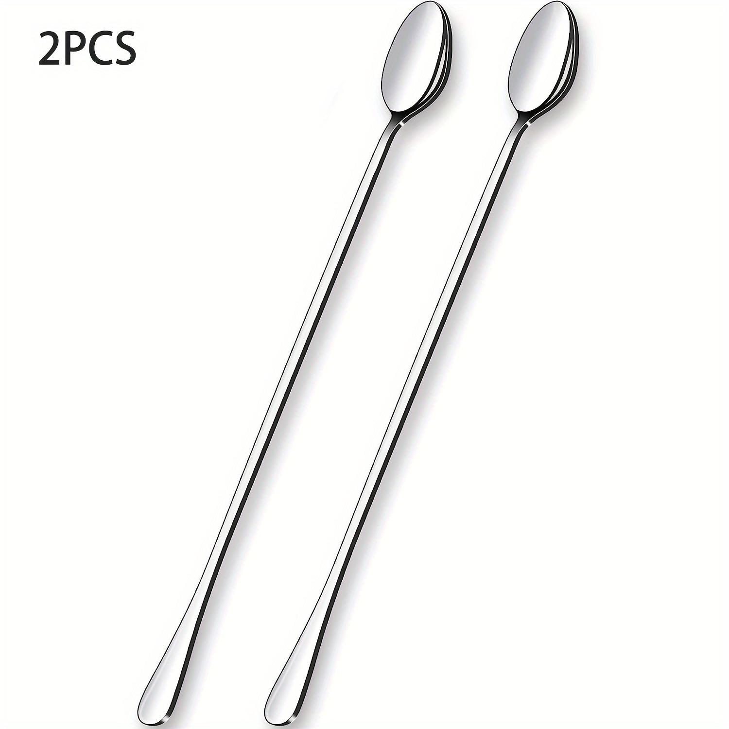 

New 2PCS Stainless Steel Iced Tea Spoons Long Handle Stirring Spoons Cocktail Mixing Spoons for Home Kitchen Coffee Bar Tools