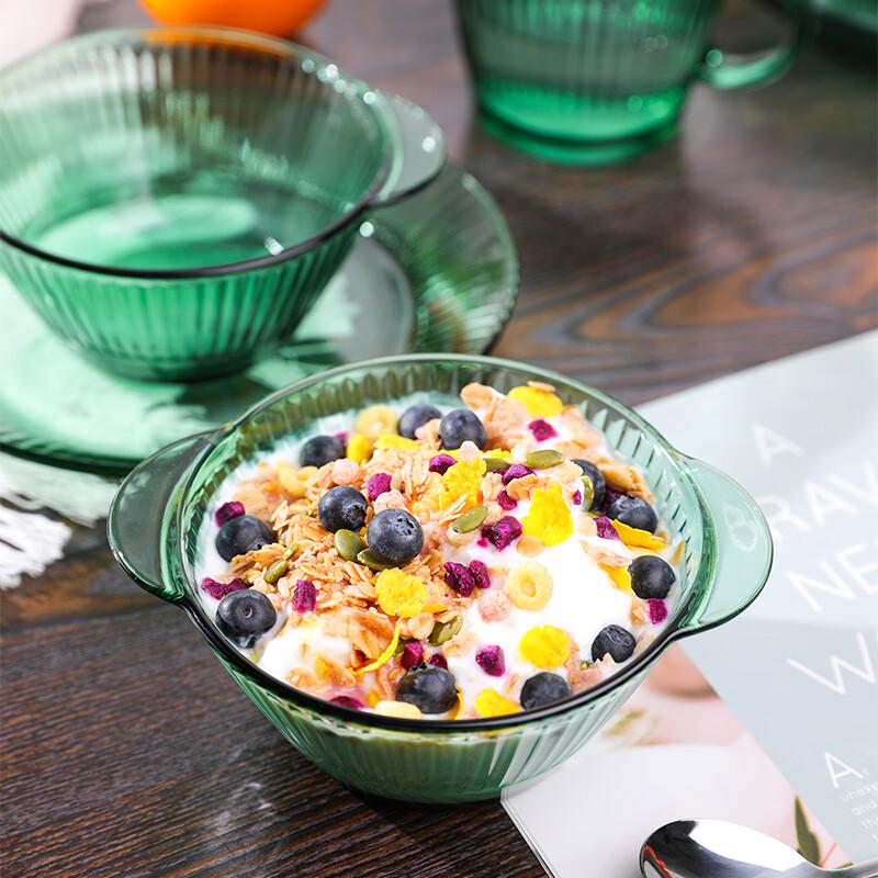 LOVWISH Nordic Dark Green Glass Dinnerware Set