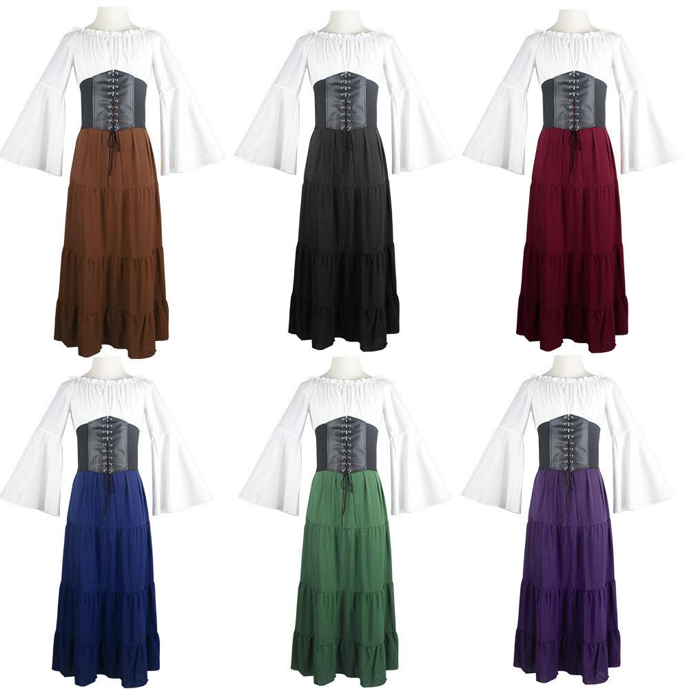 Ages Cosplay Middle Clothing Belted Dress Party Dresses Polyester Women Retro