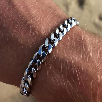 Bracelet Homme Acier Inoxydable Audacieux avec Chaîne de Queue, Largeur Réglable 3mm-11mm