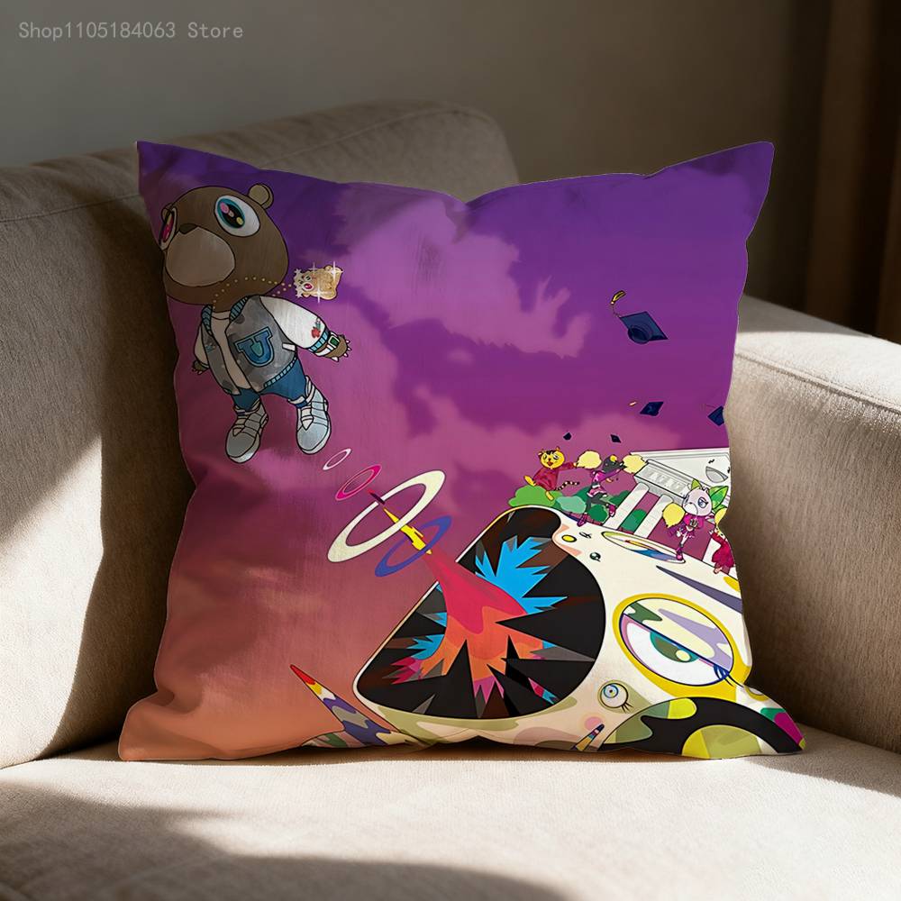 D-Dropout Bear YE Pillow Case Print Polyester Fiber 40X40 cm Home Sofa Throw Cushion Cover Decoration