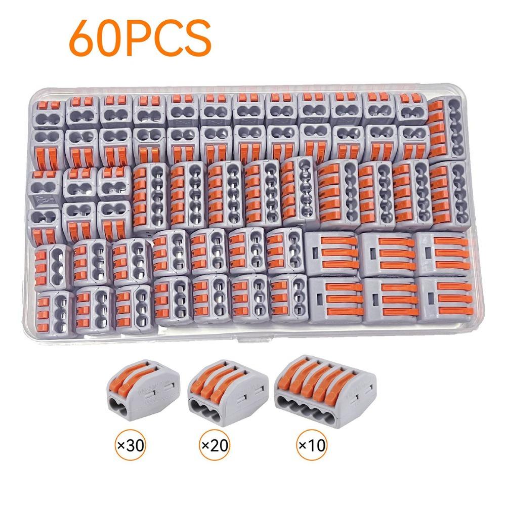 

60PCS Puch in Lever Wire Nuts 28-12 AWG Electrical Wire Nuts Lever Wire Connectors Kit 60pcs