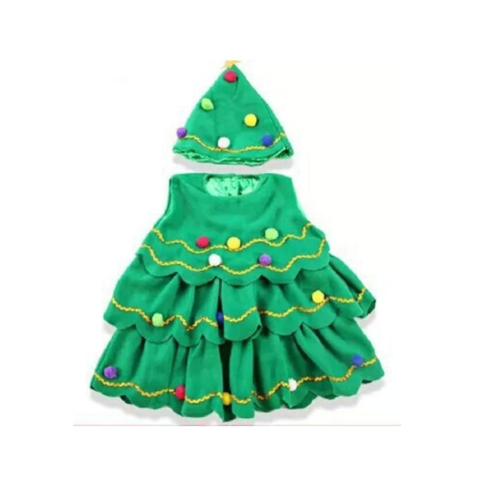 Decor Green Xmas Clothes with Hat Cosplay Performance Clothes Kawaii Christmas Tree Costume  Party