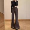 Women High Waist Maillard Flare Sweatpants Casual Slim Long Trousers