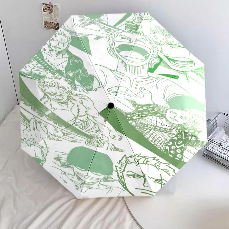 1 Stück Automatischer Faltregenschirm - Roronoa Zoro Muster Tragbares faltbares Design mit 8 Speichen Weihnachts-Geburtstagsgeschenke