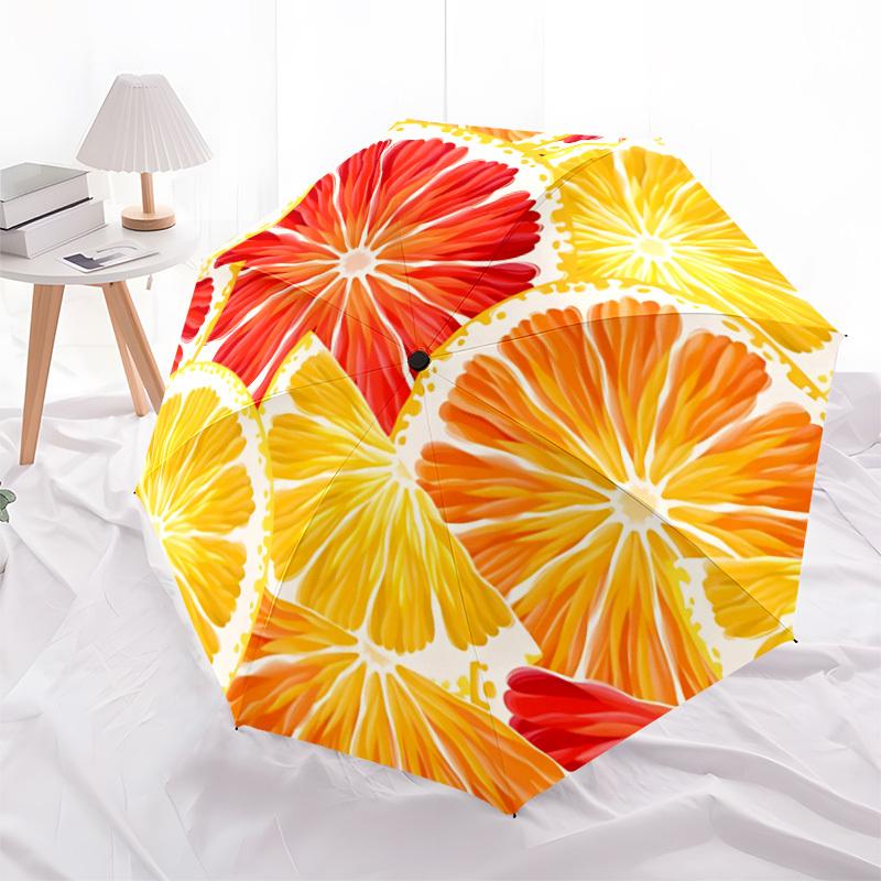 1pc Citrus Slices Automatic Open 8-Rib Windproof Umbrella, Travel & Commuting, Suitable for All Seasons