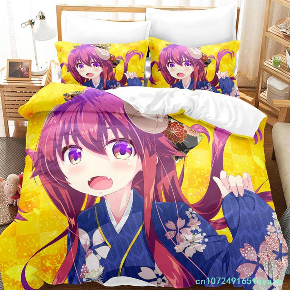 Kawaii Das Dämonenmädchen von nebenan Bettwäscheset Einzelbett Twin Full Queen King Size Bettset Erwachsener Kind Schlafzimmer Bettbezugsets Anime