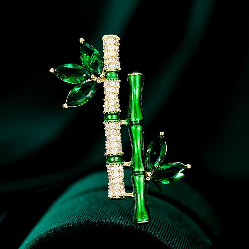 

Korean Style High-End Bamboo & Diamond Brooch