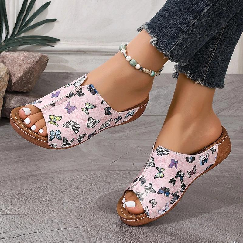 Fashion Popular Mixed-Color Thick Sole Women Sandals 2025 Spring Anti-Slip Platform Sandels Outdoor Walking Wedges Heel Zapatos De Mujer