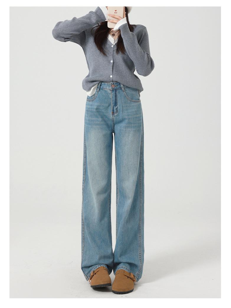 

Женские джинсы с высокой талией, облегающие, в стиле ретро, на осень/зиму 2024 - варианты с узкими и широкими штанинами L светло-синий