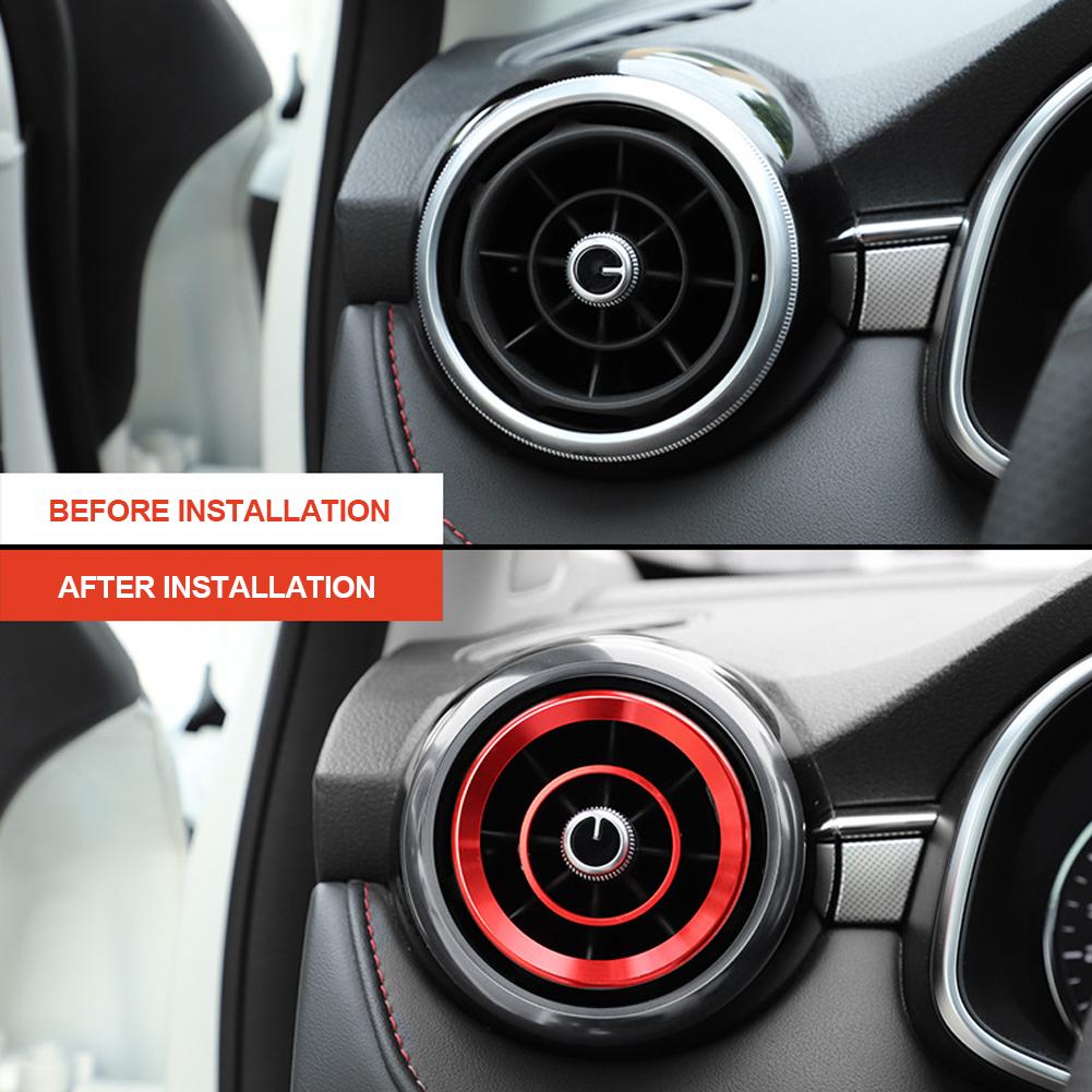 4Pcs Car Air Outlet Cover Interior Parts Circle Mouldings Chrome AC Frame Trim Decoration Accessories Auto