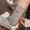 Fall/Winter Women's Spring/Summer Fine Combed Cotton Mid-Calf Stockings with Mushroom Embroidery and Boneless Layered Design