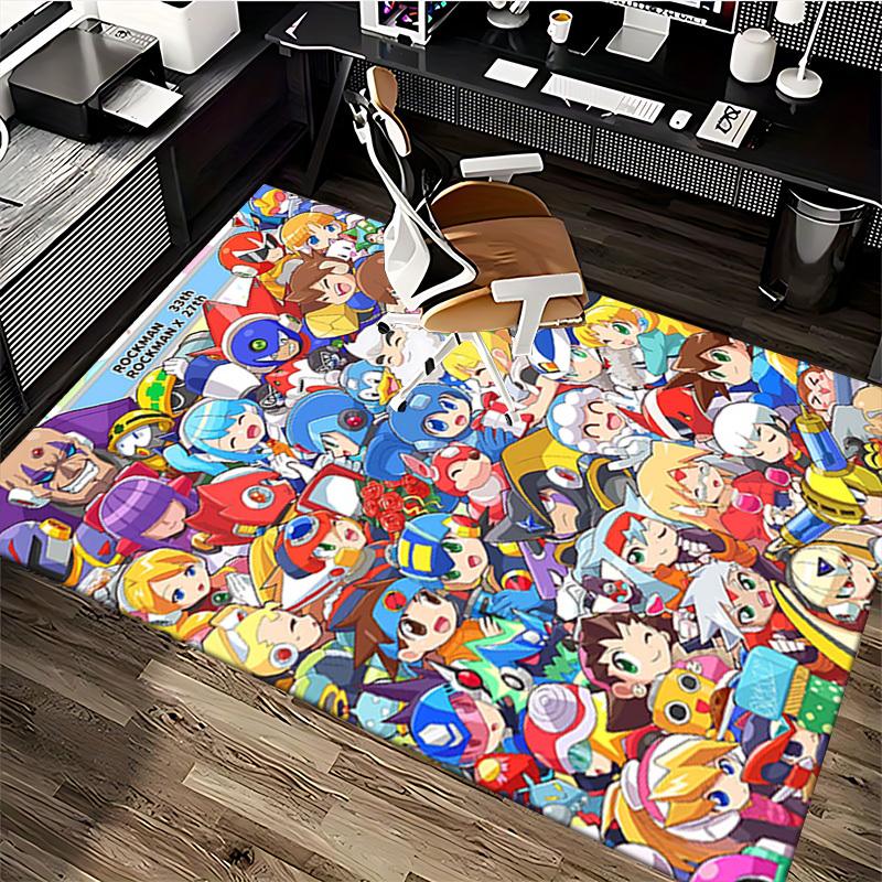 1pc Rockman X Anime Cartoon Design Office Chair Mat Non-Slip Carpet for Home Decor, Living Room, Bedroom, Game Room - Perfect Gift for Rockman Fans.Y0
