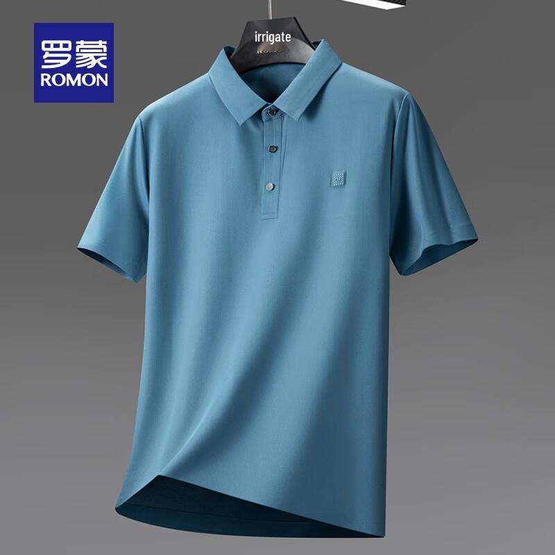 Romon Men's Waffle High-Elastic Ice Silk Short Sleeve T-Shirt