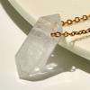 Natural Crystal Pendant Necklace Hexagonal Double Point Tiger Eye Lapis Lazuli Amethyst Rose Quartz Chakra Jewelry